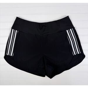 Athleta Women Size 8 Black Athletic Shorts Stripe Side Running Workout Gym